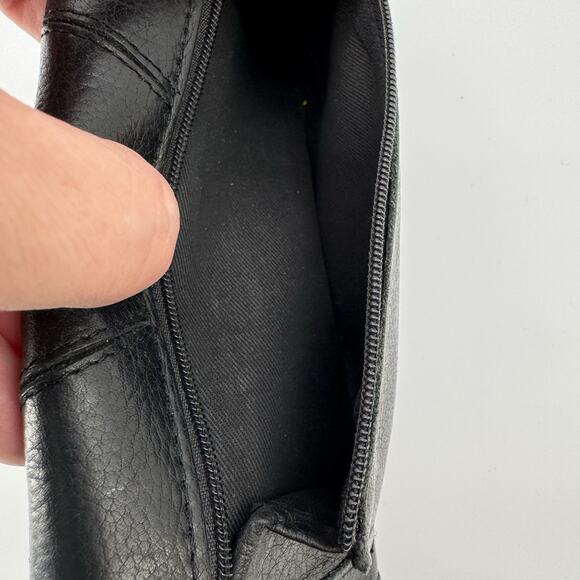 FOSSIL Wallet Black Pebbled Leather Tri-fold Snap Flap Organizer EUC - Picture 5 of 10